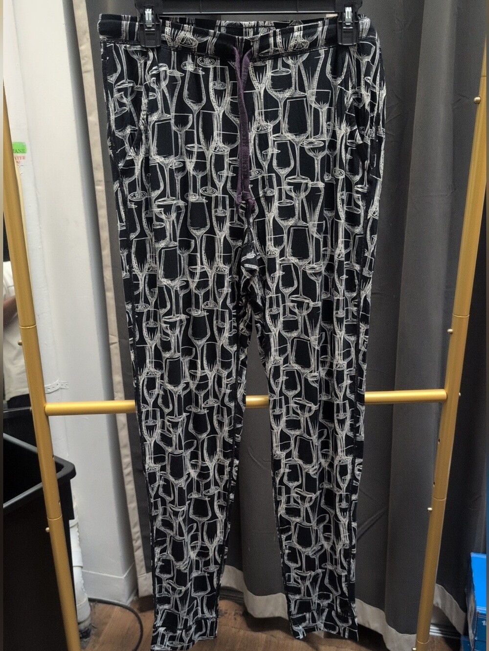 Men's BN3TH Black/White Wine Tasting Long Sleepwear Jogger Pants Size Medium NWT